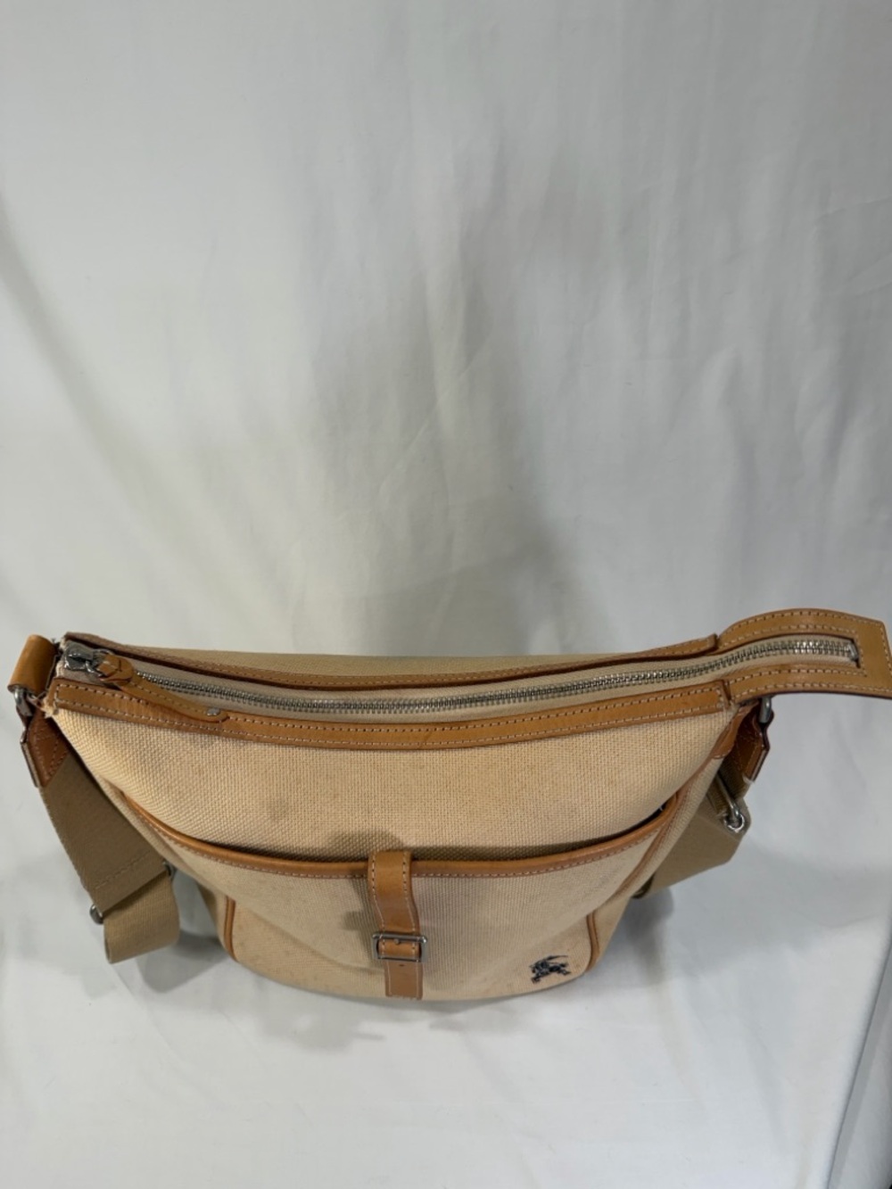 Burberry Blue Label Canvas Leather Crossbody Bag Tan Vintage Adjustable Strap - Picture 6 of 16